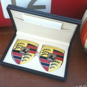 Porsche 911 enamel wing emblems.